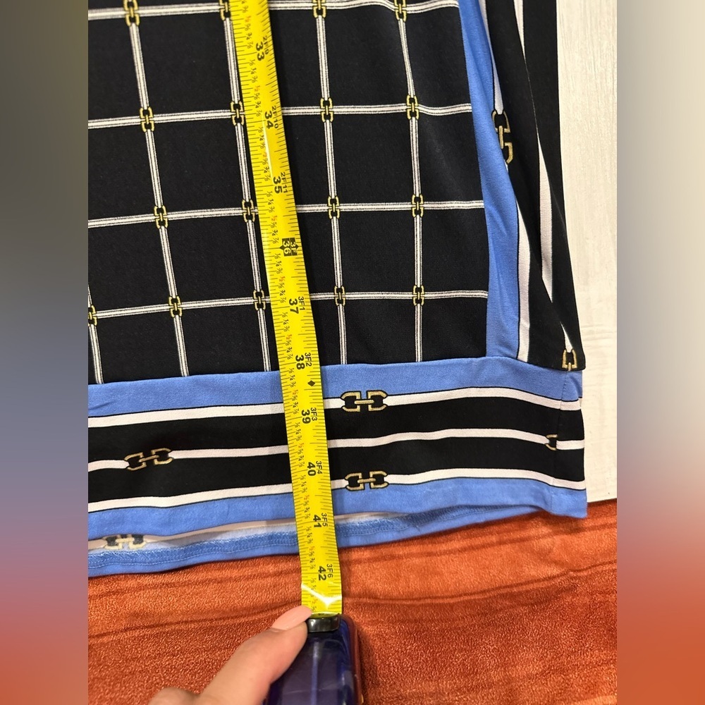 Michael Michael Kors Dress 2X Navy Chain Grid Print Shift Midi NWT - Picture 7 of 11